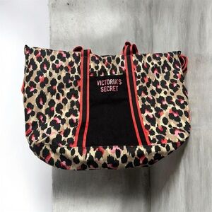 Victoria's Secret Leopard Tote with Pink and Black Accents
